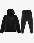 Black Tech Fleece Zip-Up Set Black