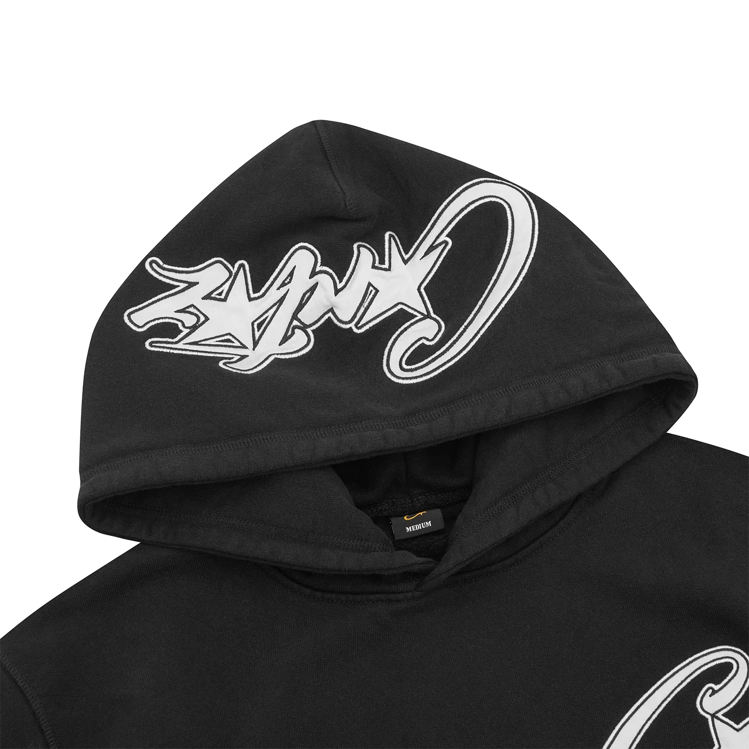 SATIN C STAR APPLIQUÉ HOODIE [BLACK]